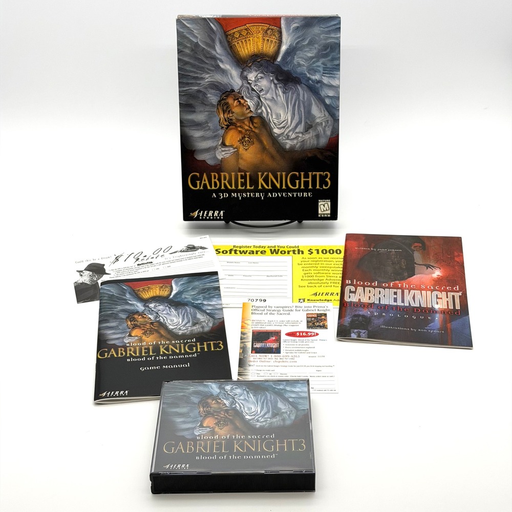 Gabriel Knight 3 PC Big Box Game Complete CIB Vintage 1999 Sierra W/ Comic Book